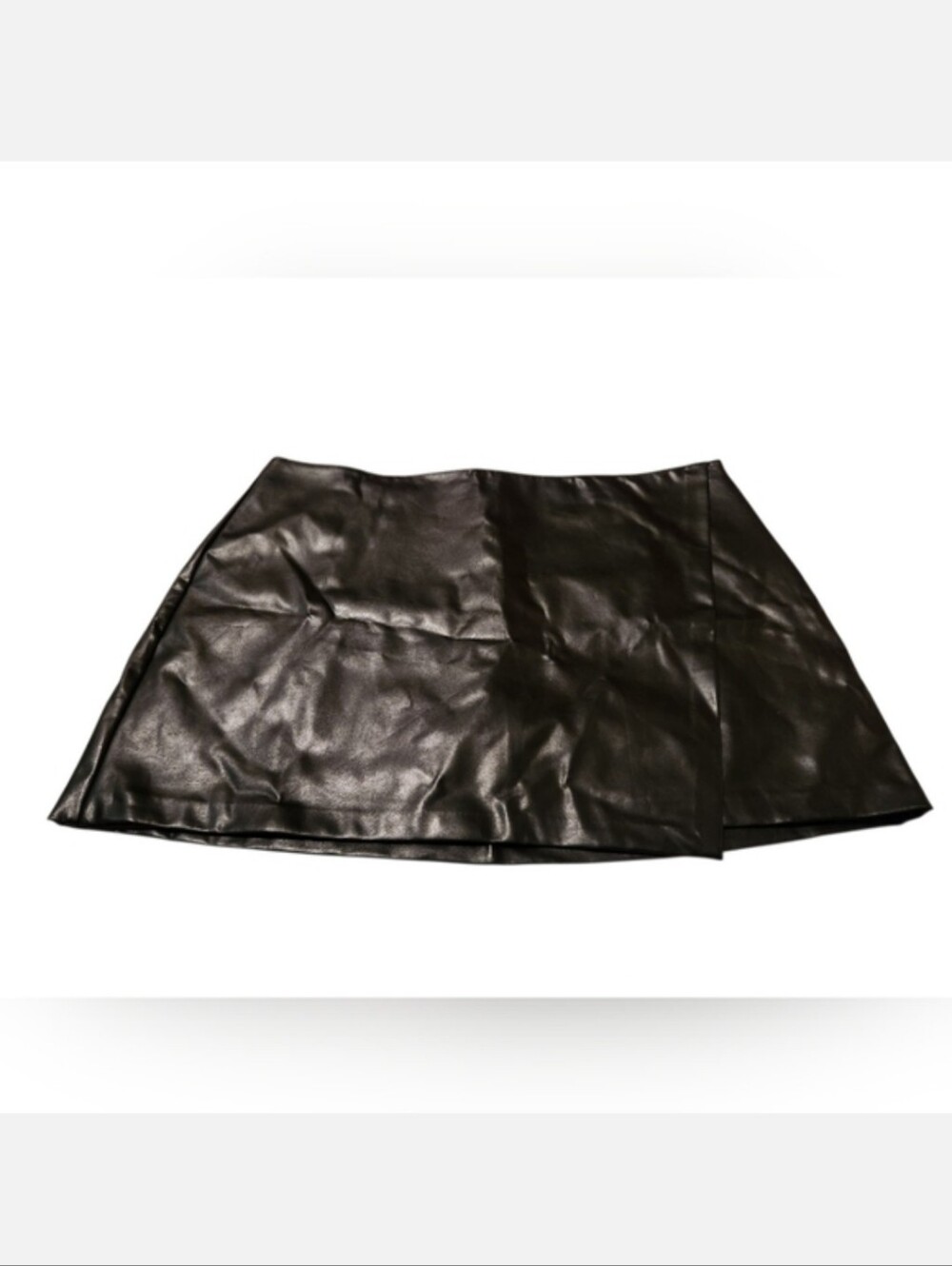 Women’s XXL Abercrombie & Fitch Black Faux Leather Front Wrap Mini Skirt